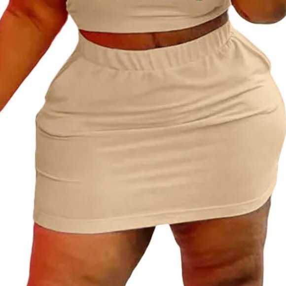 Women Casual Athleisure Sleeveless Queen Letter Applique Crop Tank Top And Skirt - Picture 2 of 13